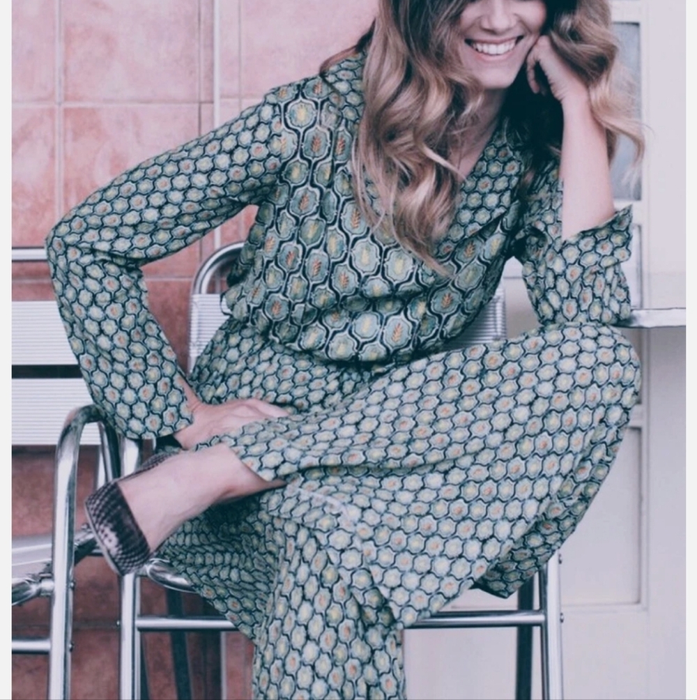 Anthropologie Blank London Geometric Patterned Jumpsuit Size Petite Large